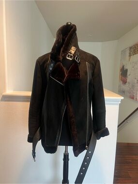 Topshop Black Suede-Look Shearling Jacket